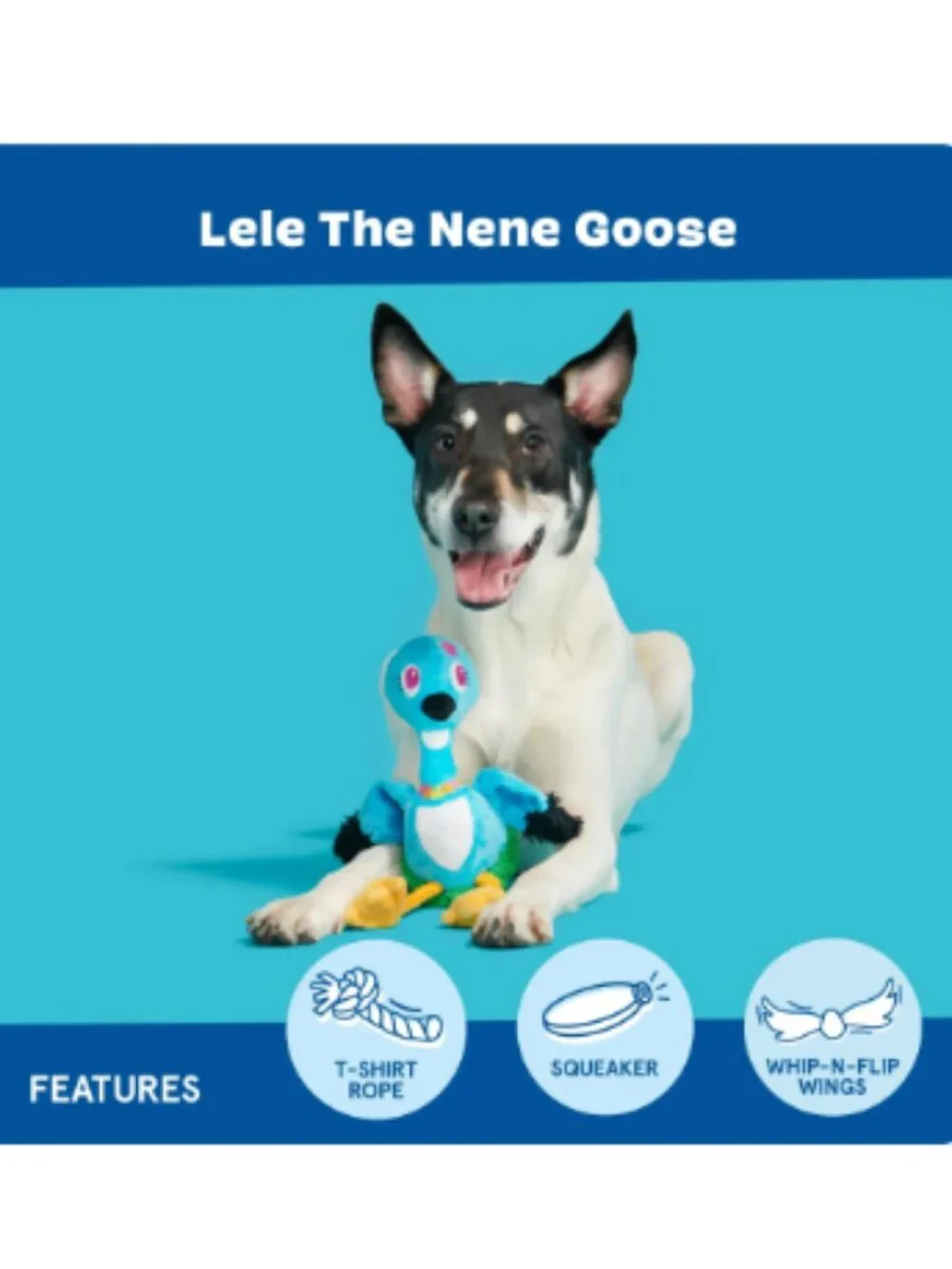 BARK Blue Plush Bird Dog Toy | Lele the Nene Goose | Brand NEW